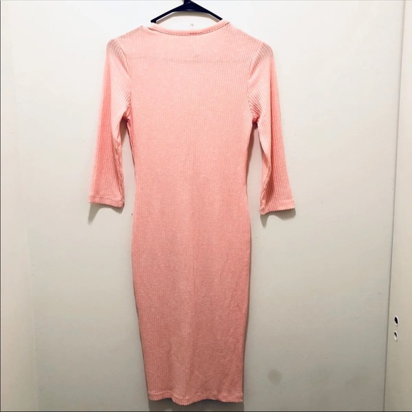Pink Ribbed Midi Dress - Picture 6 of 7